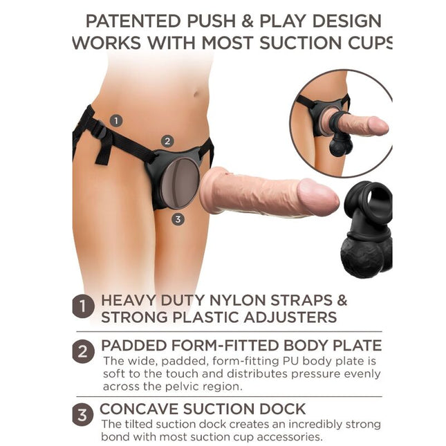KING COCK - ELITE DELUXE ADJUSTABLE HARNESS KIT RING WITH TESTS & DILDO 20.3 CM