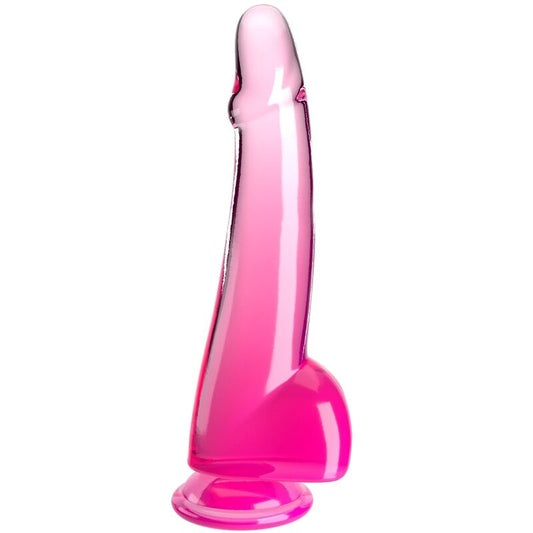 KING COCK - DILDO TRANSPARENTE CON PRUEBAS 19 CM ROSA