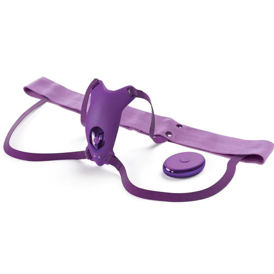 FANTASY FOR HER - VIBRATING BUTTERFLY HARNESS, RECHARGEABLE & PURPLE REMOTE CONTROL
