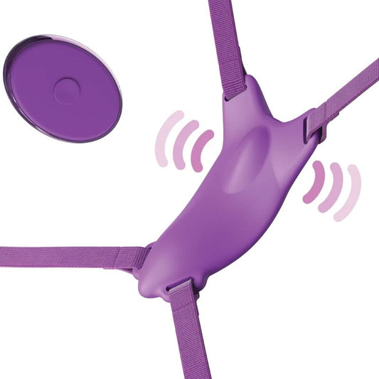FANTASY FOR HER - VIBRATING BUTTERFLY HARNESS, RECHARGEABLE & PURPLE REMOTE CONTROL