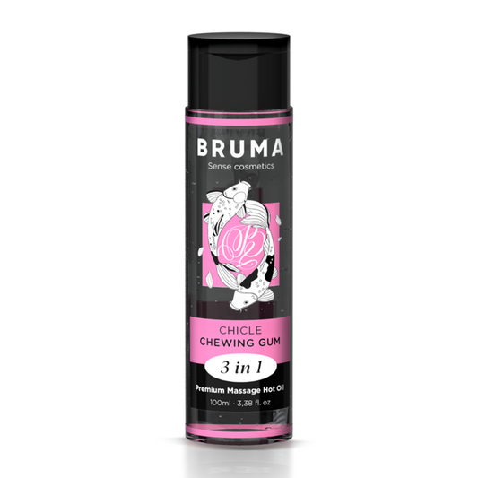BRUMA - ACEITE DE MASAJE PREMIUM CON EFECTO CALOR, SABOR A CHICLE 3 EN 1 - 100 ML