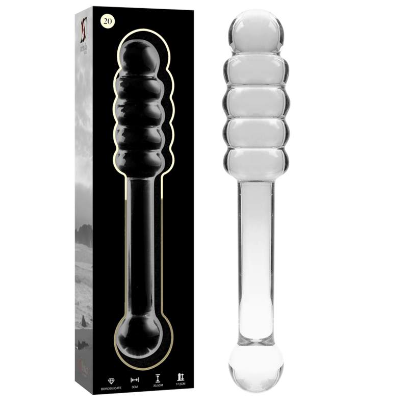 SERIE NEBULA DE IBIZA - MODELO 20 DILDO VIDRIO BOROSILICATO TRANSPARENTE 20,5 CM -O- 3 CM
