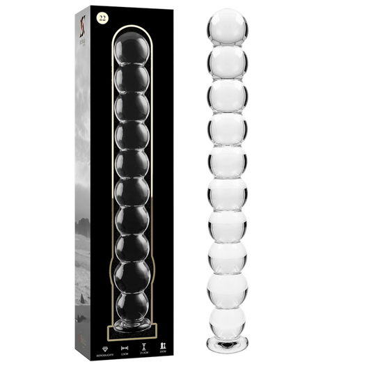 SERIE NEBULA DE IBIZA - MODELO 22 DILDO VIDRIO BOROSILICATO TRANSPARENTE 21,5 CM -O- 2,5 CM