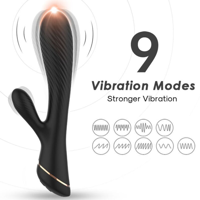 SILICONE RABBIT VIBRATOR - BLACK