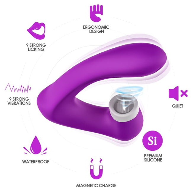 ARMONY - SECRETKISS LICKS VIBRATING CLIT AND VIBRATOR, CURVED PURPLE