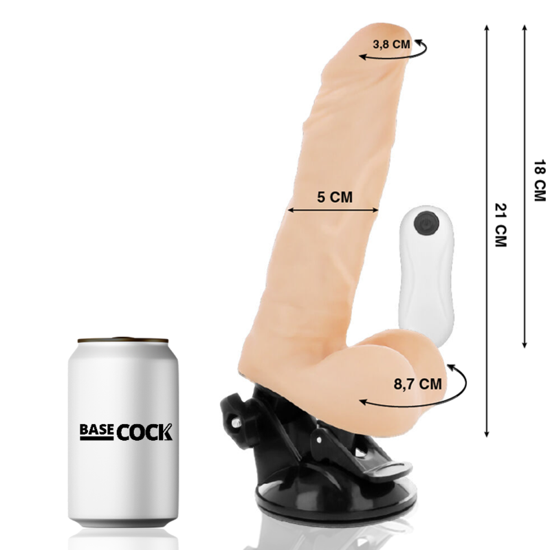 BASECOCK - ARTICULATING VIBRATOR NATURAL WITH REMOTE CONTROL 21 CM -O- 5 CM
