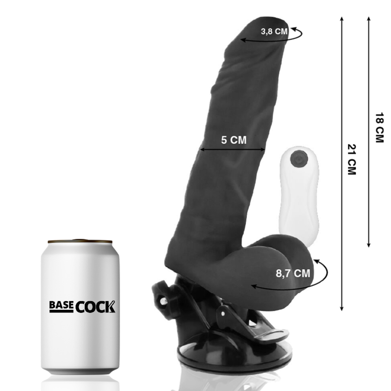 BASECOCK - ARTICULATING VIBRATOR NATURAL WITH REMOTE CONTROL 21 CM -O- 5 CM