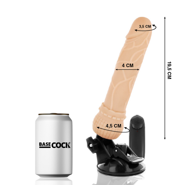 BASECOCK - REALISTIC VIBRATOR WITH REMOTE CONTROL NATURAL 19.5 CM -O- 4 CM