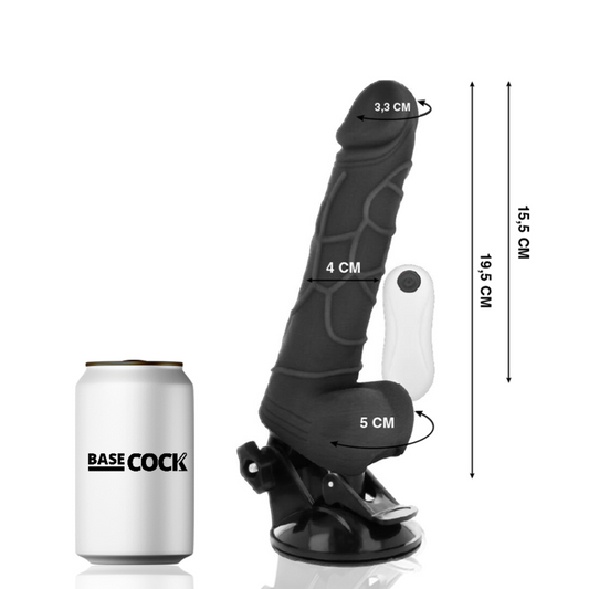BASECOCK - REALISTIC VIBRATOR WITH REMOTE CONTROL NATURALLY WITH TESTICLES 19.5 CM -O- 4 CM