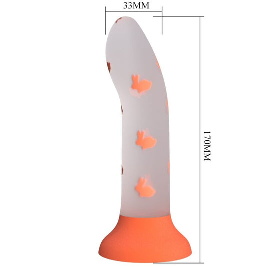 PRETTY LOVE - DILDO MÁGICO NOCTURNO SIN VIBRACIÓN NARANJA BRILLANTE