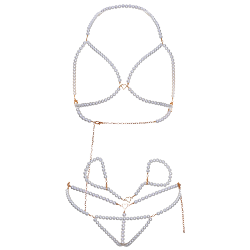 LEG AVENUE - BH-ARMBÄNDER UND PERLEN-TANGA-SET