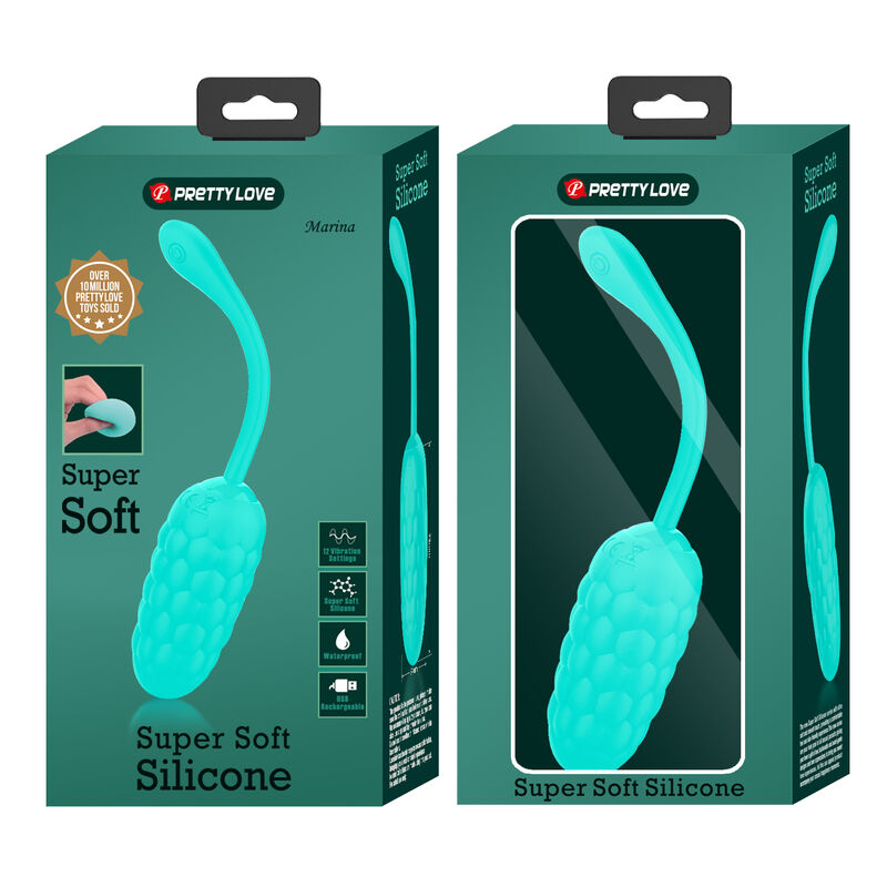 PRETTY LOVE - HUEVO VIBRADOR RECARGABLE CON TEXTURA MARINA EN VERDE AGUA