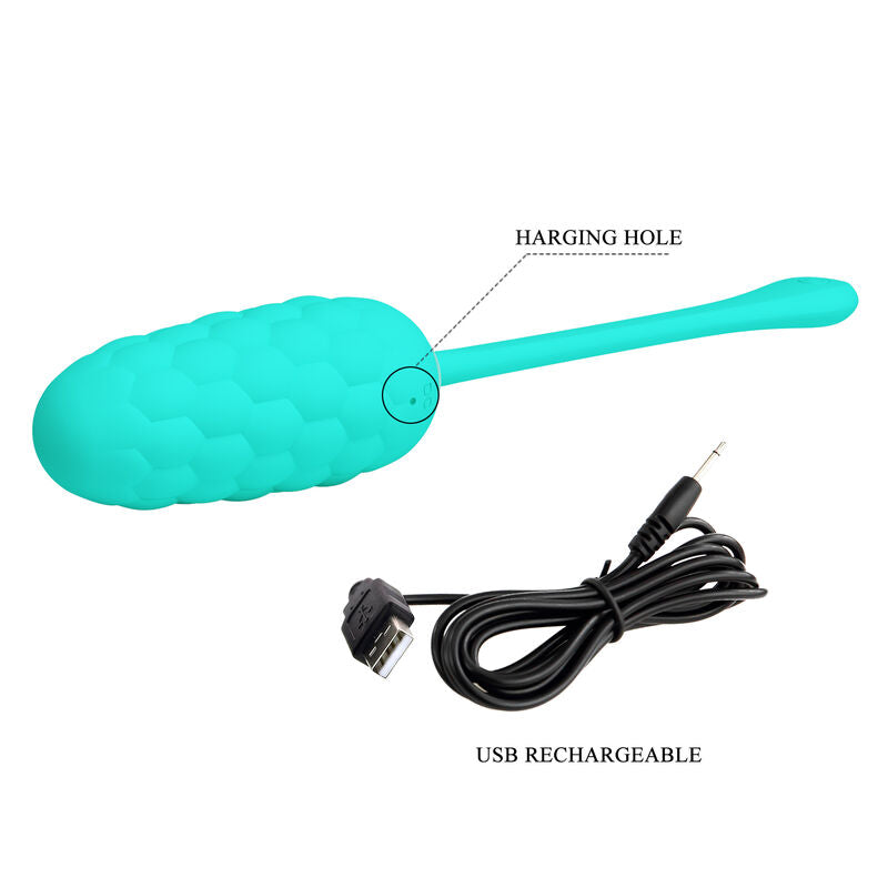 PRETTY LOVE - HUEVO VIBRADOR RECARGABLE CON TEXTURA MARINA EN VERDE AGUA