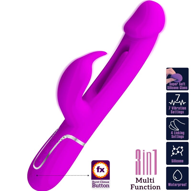 PRETTY LOVE - VIBRADOR DEJON RABBIT 3 EN 1 MULTIFUNCIÓN FUCSIA
