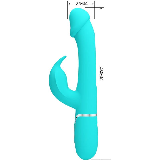 PRETTY LOVE - VIBRADOR DEJON RABBIT 3 EN 1 MULTIFUNCIONAL AQUAGREEN