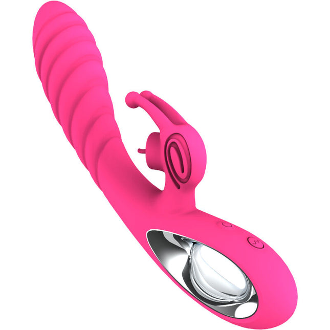 VIBRADOR VICKY RABBIT - CON ANILLO DE LENGÜETA FUCSIA