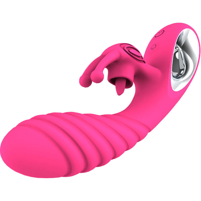 VIBRADOR VICKY RABBIT - CON ANILLO DE LENGÜETA FUCSIA