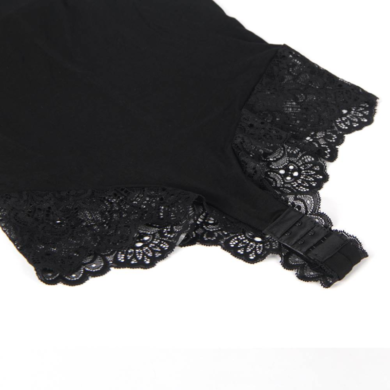 SUBBLIME - SCHWARZER BODY MIT BLUMENSPITZENDETAIL L/XL