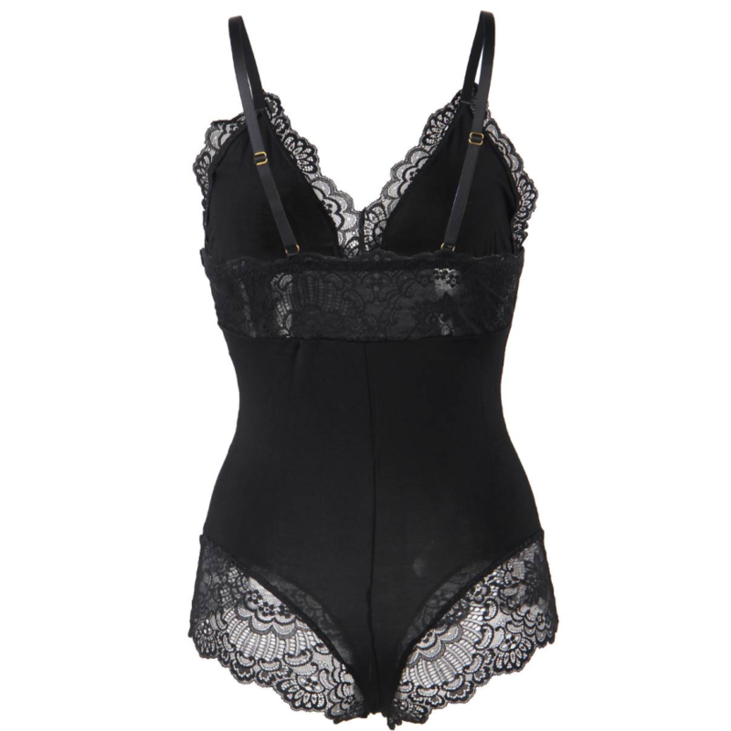 SUBBLIME - SCHWARZER BODY MIT BLUMENSPITZENDETAIL S/M