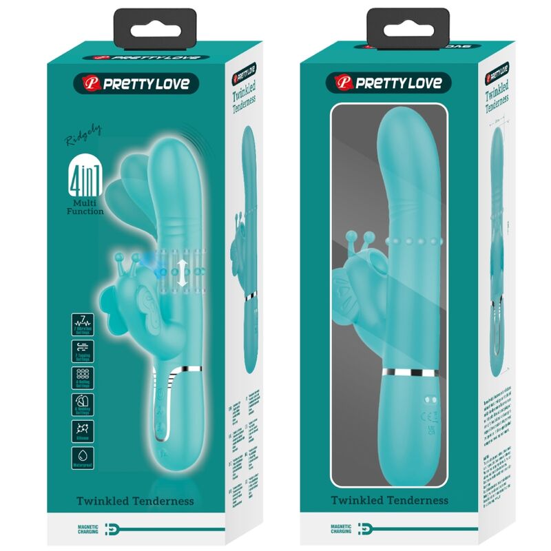 MULTIFUNKTIONS-RABBIT-VIBRATOR 4 IN 1 SCHMETTERLING - AQUAGRÜN