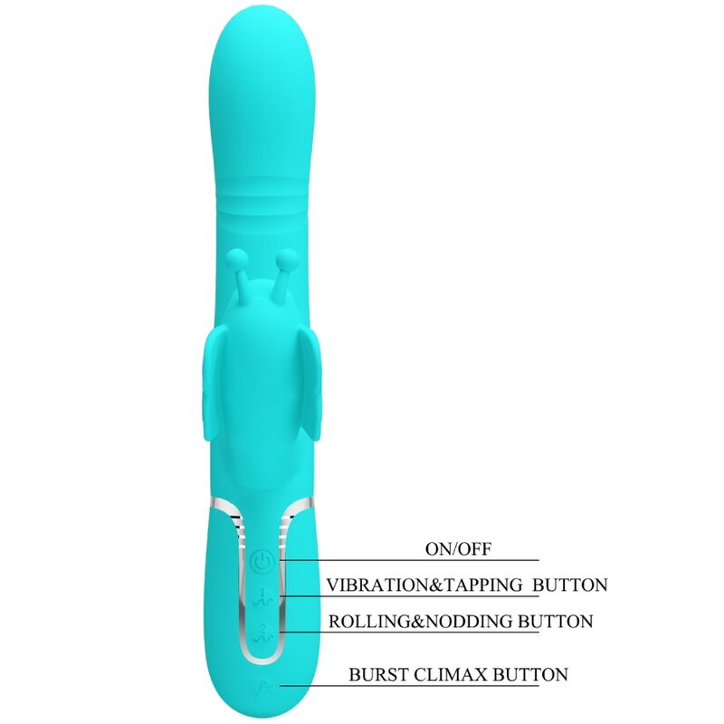 MULTIFUNKTIONS-RABBIT-VIBRATOR 4 IN 1 SCHMETTERLING - AQUAGRÜN