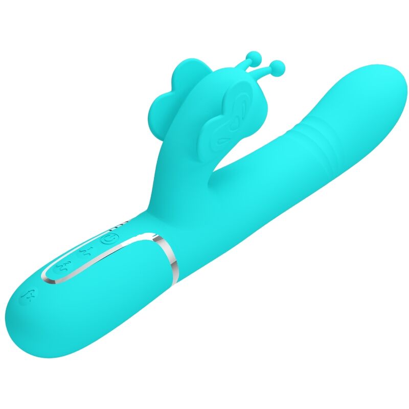 MULTIFUNKTIONS-RABBIT-VIBRATOR 4 IN 1 SCHMETTERLING - AQUAGRÜN