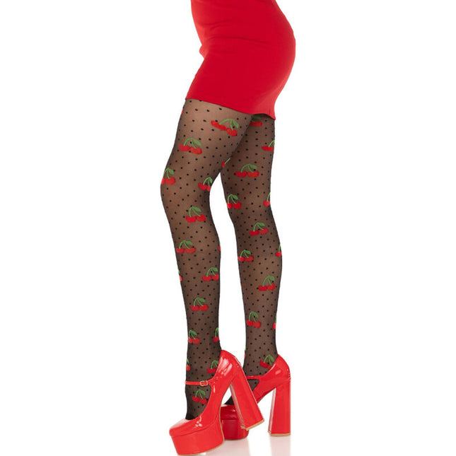 LEG AVENUE - BLACK CHERRY MUD FLAPS STOCKINGS