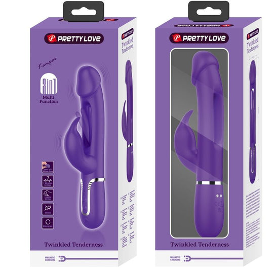 PRETTY LOVE - KAMPAS RABBIT VIBRADOR MULTIFUNCIONAL 3 EN 1 CON LENGUA MORADO