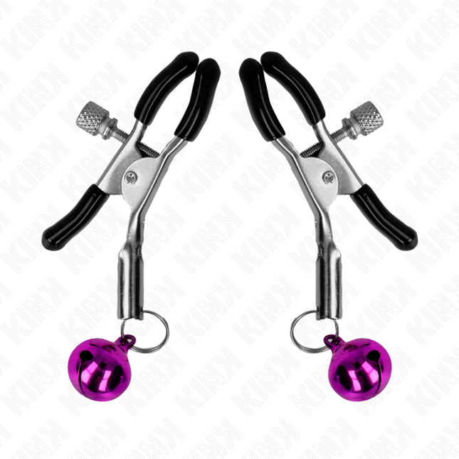 KINK - LILA NIPPELKLEMME MIT EINZELNEN GLOCKEN 6 CM