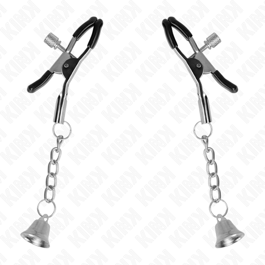 KINK - PINZAS PARA PEZONES DE PLATA CON COLGANTE DE CAMPANA 6 CM
