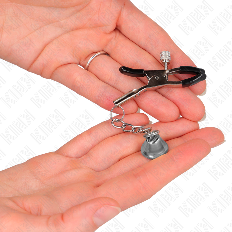 KINK - PINZAS PARA PEZONES DE PLATA CON COLGANTE DE CAMPANA 6 CM