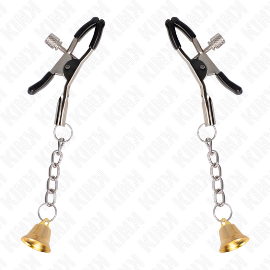 KINK - PINZAS PARA PEZONES DORADAS CON COLGANTE DE CAMPANA 6 CM