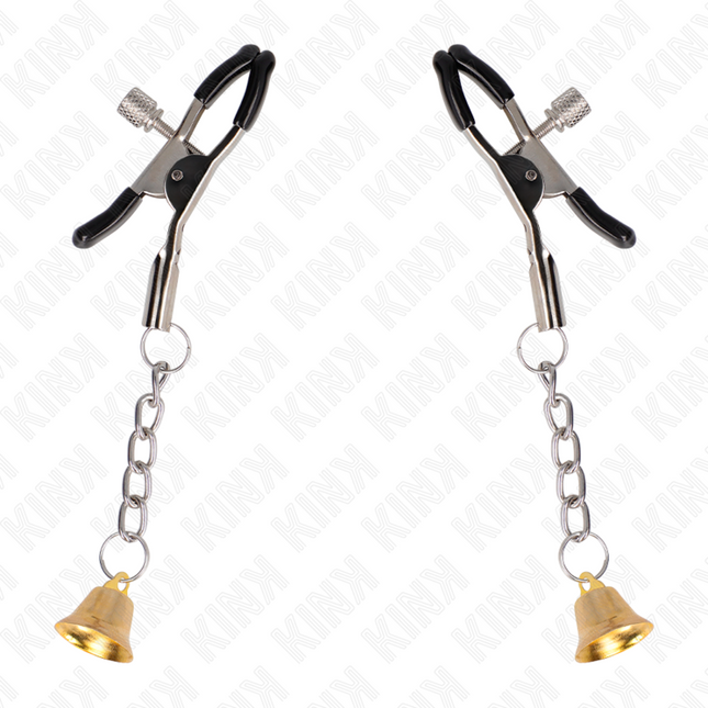 KINK - GOLDENE NIPPELKLEMMEN MIT GLOCKENANHÄNGER 6 CM