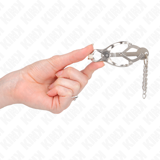 KINK - PINZAS PARA PEZONES DE TRÉBOL JAPONESAS CON CADENAS PEQUEÑAS PLATEADAS