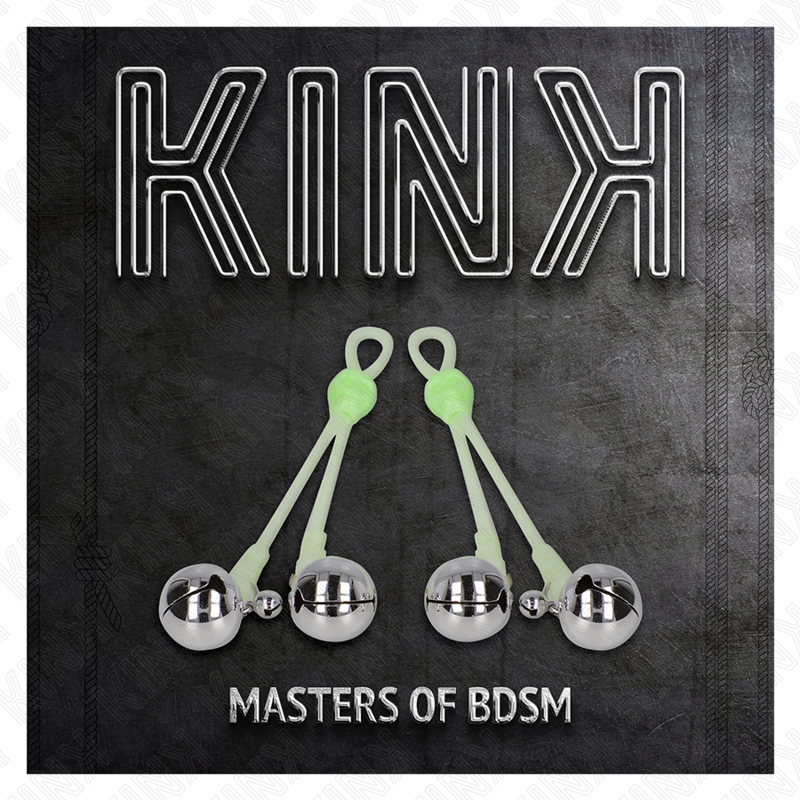 KINK - PINZAS PARA PEZONES CON CALAVERA BRILLANTE Y CAMPANA AJUSTABLE VERDE/PLATA