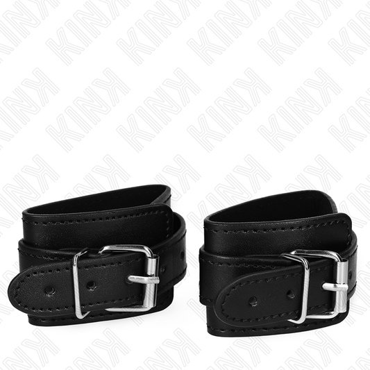 KINK - PUÑOS DE MUÑECA CON CIERRE PARA MAZMORRA, NEGROS, AJUSTABLES, 21-28 CM X 5,5 CM