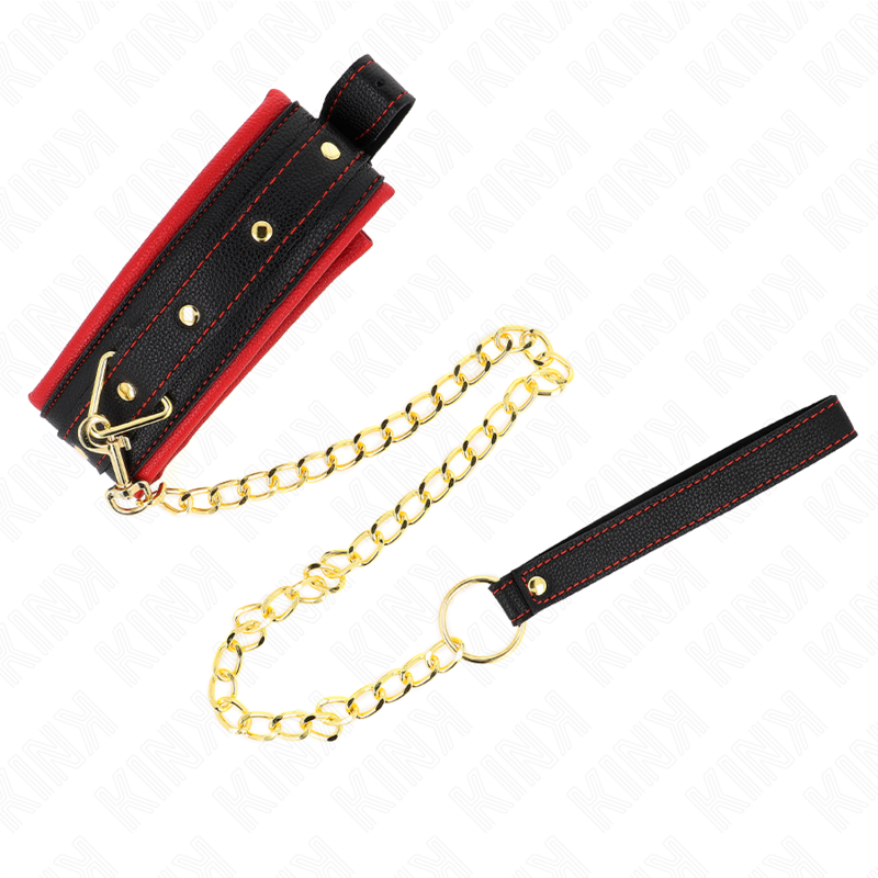 KINK - COLLAR WITH LEASH MADE OF SIMPLE FABRIC, ADJUSTABLE 33-48 CM X 5.7 CM