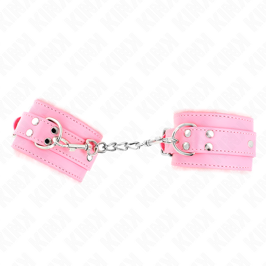 KINK - FUR-LINED WRIST CUFF PINK WITH PINK BELT ADJUSTABLE 17-29 CM X 6 CM