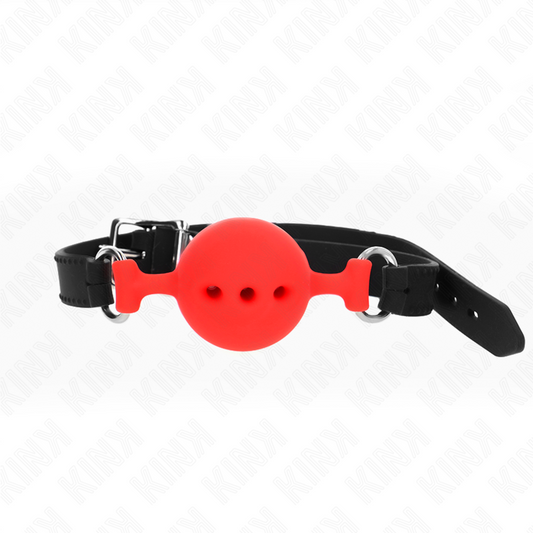 KINK - SOLAPA COMPLETA DE SILICONA 55 x 2 CM CON BOLA DE 4,5 CM TALLA M ROJA AJUSTABLE 35-51 CM