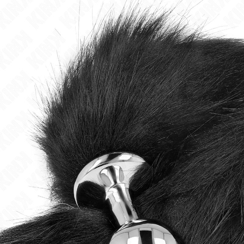 KINK - PLUG ANAL TAMAÑO M 8 X 3.5 CM CON COLA DE PLÁSTICO 40 CM NEGRO