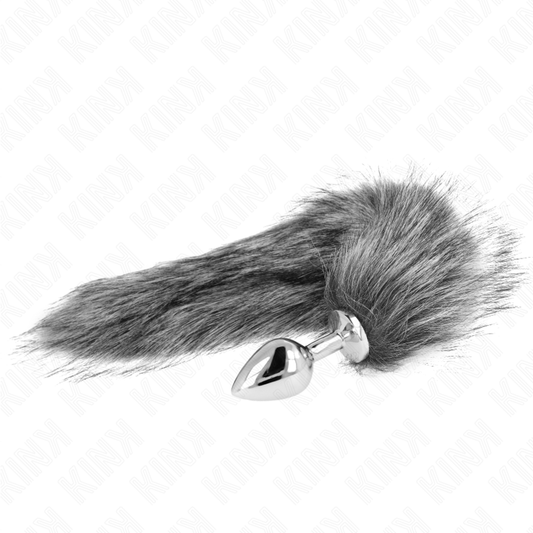 KINK - ANAL PLUG SIZE M 8 X 3.5 CM WITH PLASTIC TAIL 40 CM GREY