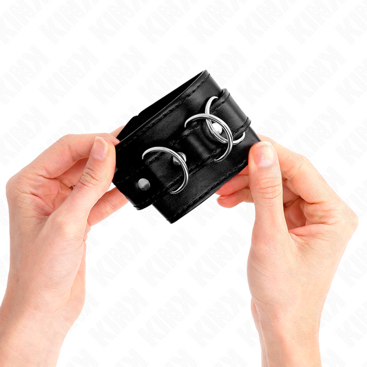 KINK - 3 D-RING WRIST CUFFS ADJUSTABLE BLACK 17.5-25 CM X 6 CM