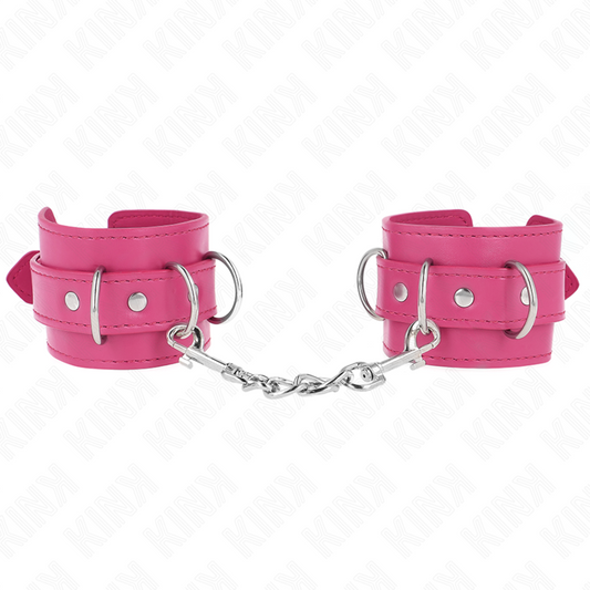 KINK - 3 D-RING WRIST CUFFS ADJUSTABLE PINK 17.5-25 CM X 6 CM