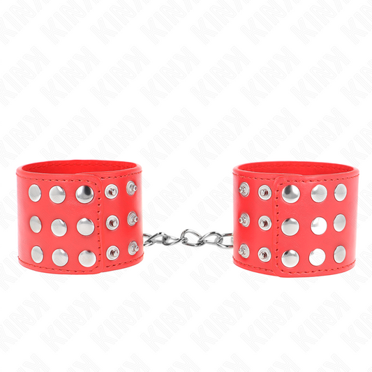 KINK - ESPOSAS DE MUÑECA CON CIERRE DE PRESIÓN ROJAS AJUSTABLES 19-24 CM X 5,5 CM