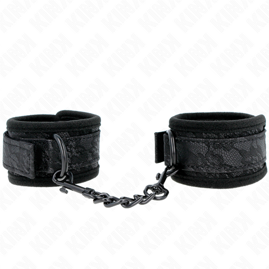KINK - DARK LACE CUFFS NEOPRENE WRIST CUFFS ADJUSTABLE BLACK 20-29 CM X 5 CM