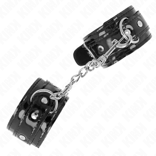 KINK - SHINY NEOPRENE HAND CUFFS ADJUSTABLE 17-24 CM X 4.5 CM