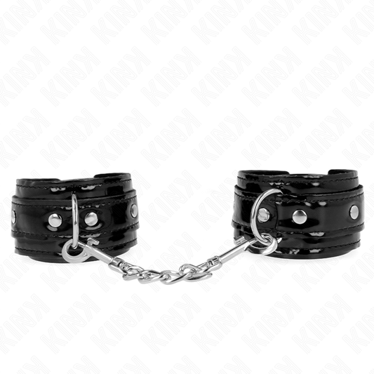 KINK - SHINY NEOPRENE HAND CUFFS ADJUSTABLE 17-24 CM X 4.5 CM