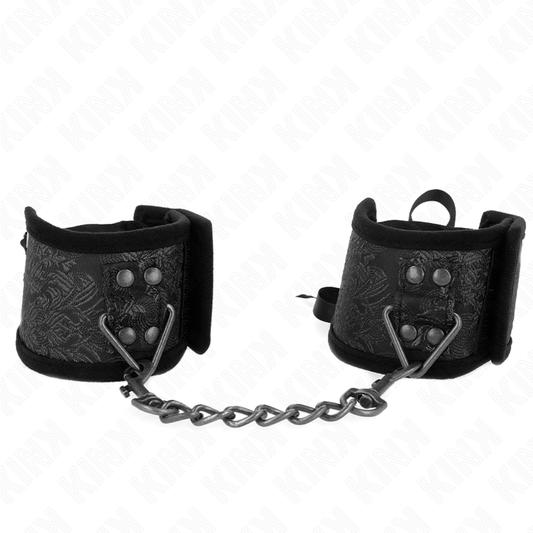 KINK - PUÑOS DE MUÑECA SCANDAL CON DETALLES DE ENCAJE NEGRO 24,5 CM X 6,5 CM