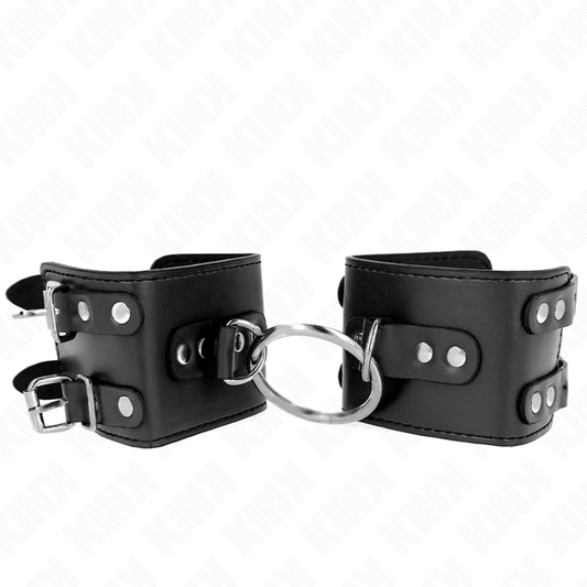KINK - PUÑETA FIJA CON ANILLA Y REMACHES AJUSTABLE NEGRA 17-22 CM X 6,5 CM