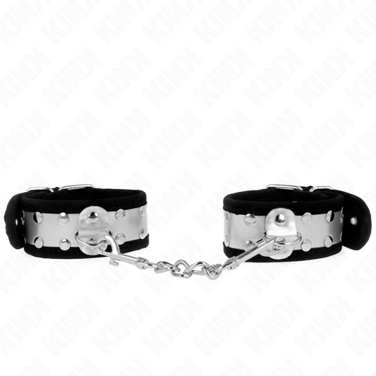 KINK - THIN WRIST CUFF BLACK/SILVER 30 X 4 CM